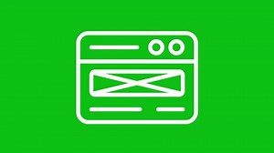Website ui white icon animation. Animated line scroll down. Web development. User interface design. Loop HD video with chroma key, alpha channel, transparent background. Outline motion graphic