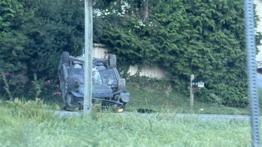 Vehicle flips onto roof in crash on Route 222
