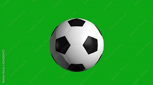 3d football soccer ball icon on green screen chroma key background seamless infinite loop background 3d animation