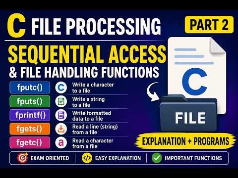 C File Processing Part 2 | Sequential Access & File Handling Functions