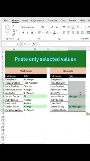 How to Paste only specific cells #excel #exceltips #exceltricks #exceltutorial
