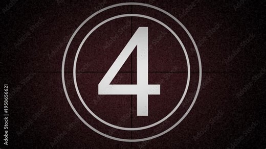 Old retro TV timer with noise and interference, red color, countdown, analog timer