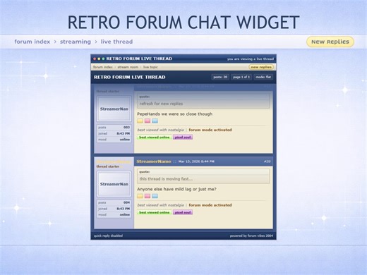 Forum Thread Streamlabs Chat Widget — Retro Early Internet Overlay for Discussion Streams - Etsy