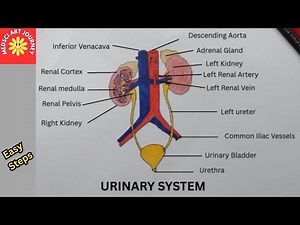 How to Draw Human Urinary System | Anatomy Diagram | Step by Step Labelled Biology Drawing