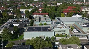 Aerial drone view of Museum Folkwang in Essen, Germany. Museum Folkwang is a major collection of 19th- and 20th-century art.
