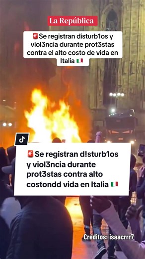 🚨Italia registró este sábado 17 de octubre manifestaciones en distintas ciudades importantes para prot3star contra los bajos salarios y otras d3mandas sociales. Las movilizaciones desencadenaron choqu3s violentos en el centro d3 Milán y situaciones de tensión en Turín y Bolonia. Asimismo, los sindicatos anunciaron una hu3lga general prevista para el próximo 20 de noviembre. #italia #milano #duomo #noticiastiktok #noticiasen1minuto