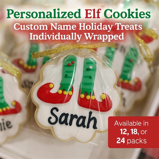 Personalized Elf Cookies Christmas Name Treats Individually Wrapped Holiday Party Favors Kids School Gifts Custom Cookies Parties & Events - Etsy