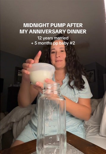12 ounces for 12 years of marriage 🍼🍾 Technically our anniversary is Sunday, but we went to a Brazilian steakhouse tonight. A late pump and pour before the kids have us up early 🥲 @Spectra Baby USA #pumpandpour #pumpingmom #breastmilk #breastfeeding #anniversary