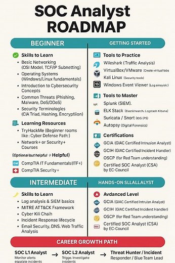 SOC Roadmap 2026 | Complete Guide to Become a SOC Analyst (Beginner to Pro)
