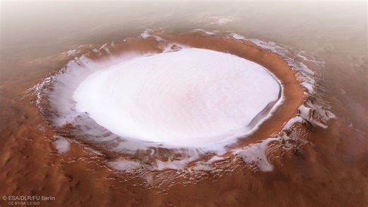 火星の天然の氷床「コロリョフ・クレーター」を動画で見てみよう