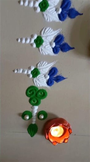 simple rangoli /border rangoli /multicolor rangoli/ #ytshorts #borderrangoli #easyrangoli