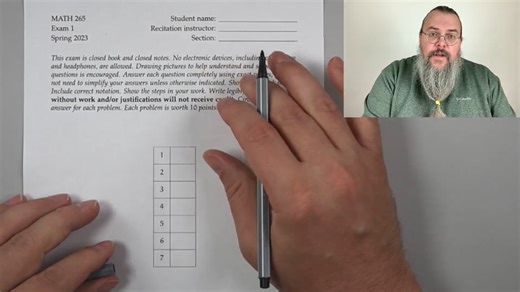 Calc 3, Exam 1 walkthrough (Spring 2023)