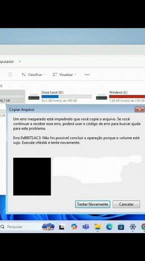 Erro 0x80071ac3 "Volume está Sujo" Pendrive, hd ou cartão SD ✅Resolvido #pendrive #cartãoSD #windows