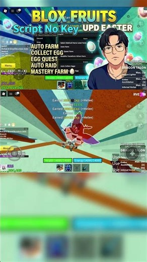 BLOX FRUITS Script No Key UPD EASTER AUTO FARM, COLLECT EGG, EGG QUEST, AUTO RAID, MASTERY FARM 🥚