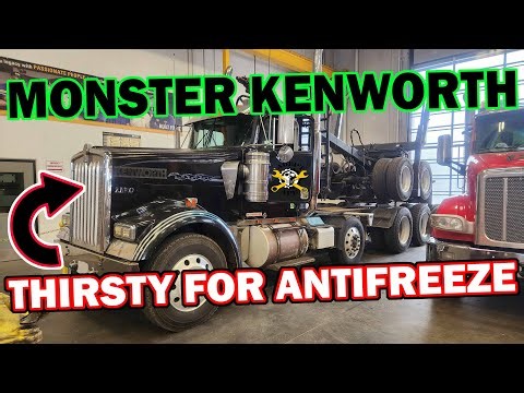 This Monster Kenworth is Thirsty for Coolant. Cat C15 in a Big Logging Truck.