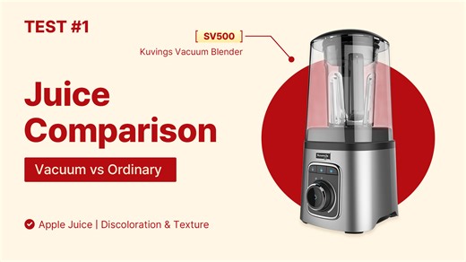 Test #1 – Kuvings Vacuum Blender SV500 vs Ordinary Blender | Apple Juice Comparison 🍏🤜🤛 📌 What Is Vacuum Blending? Traditional blenders mix ingredients in an open container filled with air. As the blades spin at high speeds, oxygen is incorporated into the blend. While this creates the familiar frothy smoothie, it also leads to oxidation — the same process that turns a cut apple brown. Vacuum blending solves this problem. Before blending, the air is removed from the jug, creating a low-oxyge