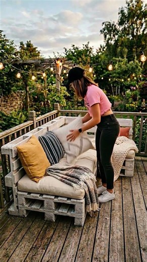 Turned raw pallets into the ultimate cozy garden retreat