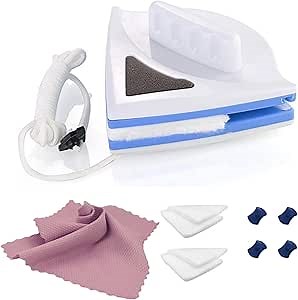 Double Sided Window Cleaner - Magnetic Window Glass Wiper Cleaning Tool for with Microfiber Cleaning Cloth (Pink) High-Rise Household Clean Windows Thickness 0.1''-0.3'' (Blue)