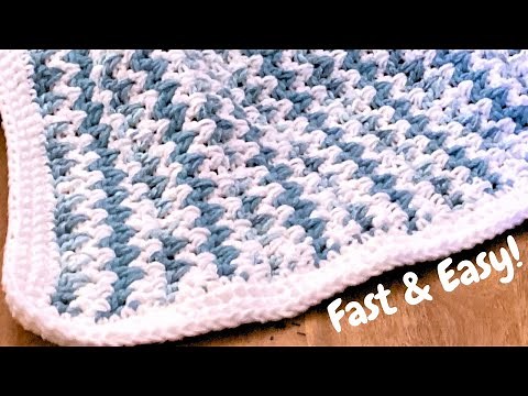 Crochet this ONE ROW REPEAT V-Stitch Bernat Forever Fleece Blanket.