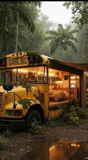 This Broken BUS Became a Luxury Tiny Home in the Jungle 🤫| Satisfying Build