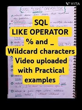 SQL LIKE OPERATOR %and _ wildcard characters #sql #oraclesql #sqloperators #oracledatabase #dbms
