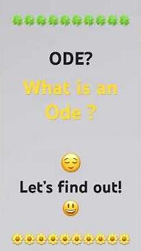 What is an ode ? Meaning, characteristics & Examples
