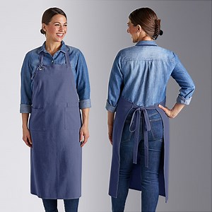 Acopa Ashville Ocean Linen Adjustable Bib Apron with 2 Pockets - 34" x 30"