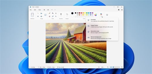 マイクロソフト ペイントがAI対応。自動で画像生成OK。有料だけどね！