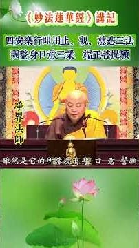 A1020 四安乐行即用止、观和慈悲三法调整身口意 然后端正菩提愿 / 净界法师《法华经讲记》采撷