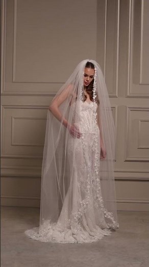 Elegant Floral Lace Chapel Veil – Soft Romantic Bridal Veil