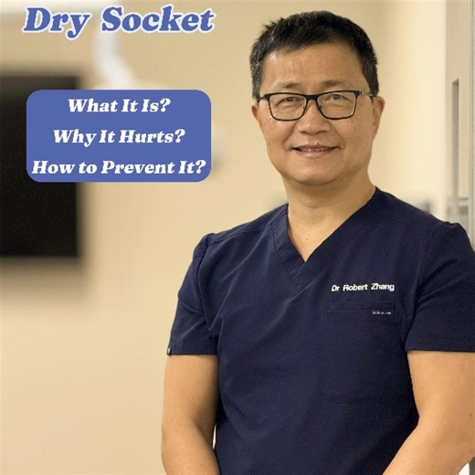 Dr. Robert Zhang on Instagram: "Dry Socket 😬: The Pain After Extraction You Want to Avoid Dry socket 😖 (alveolar osteitis) happens when the blood clot after a tooth extraction comes out too early—leaving bone and nerves exposed 🦴⚡ Signs: severe pain, bad taste 🤢, unpleasant smell 👃 Prevention: no straws 🥤❌, no smoking 🚭, no spitting ❌, no vigorous rinsing 💦❌ Treatment: dentist cleaning 🧼, medicated dressing 💊, pain relief 😌 If pain keeps getting worse, it’s not “normal” — get it check