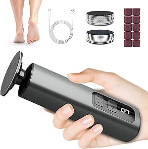 Electric Foot Callus Remover & Nail File - Electric Callus Remover for Feet, 9 Adjustable Speeds, 1800mAh Rechargeable, Portable Aluminum Body w/Type-C Charging for Home & Travel (Black)