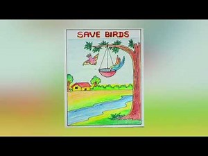 save birds drawing || how to save bird drawing easy | save bird scenery drawing | birds Drawing