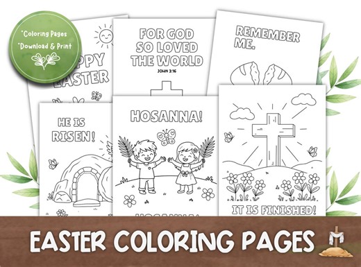 Easter Coloring Pages for Kids | Bible Coloring Pack | Christian Easter Printable | He is Risen, Palm Sunday, Last Supper - Etsy