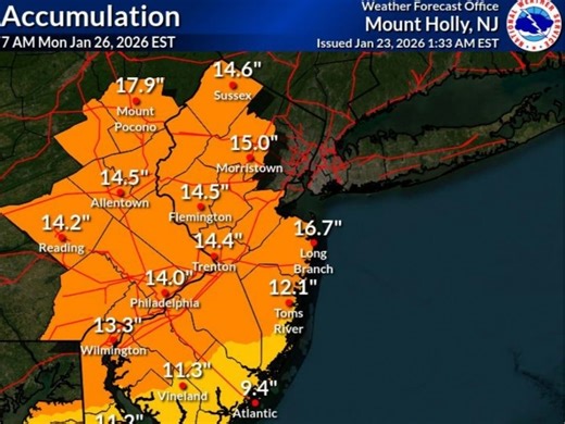 PA Snow Totals Up In Latest Weekend Storm Forecast