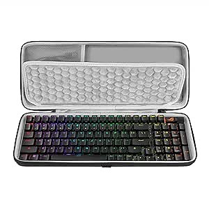 GEEKRIA 90%-96% Keyboard Hard Shell Case, Compatible with RK ROYAL KLUDGE RK96, EPOMAKER x Aula F99, Corsair Vanguard 96, 100 Keys EVA Travel Carrying Bag with Wrist Rest Storage (Dark Grey)
