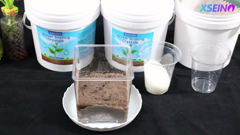 XSEINO 5LB Water Storing Crystals for Plants, Water Gel Solves Plant Over-Watering and Drought Problems, Keeps The Soil Moist, Small Water Storing Polymer Crystals for Plants