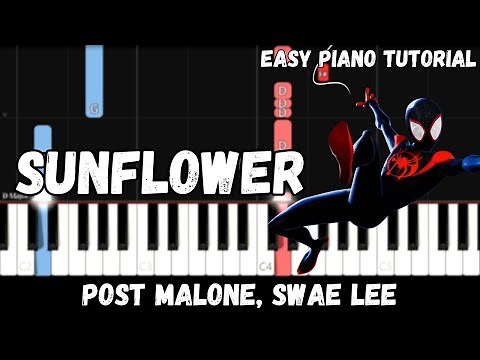 Post Malone, Swae Lee - Sunflower (Easy Piano Tutorial)