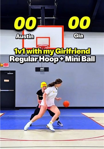 1v1 Basketball Challenge with My Girlfriend Using a Mini Ball