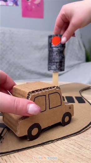 Be Safe: Cardboard Car Traffic Lesson! 🚦🚗🛡️ #Shorts #Kids #School