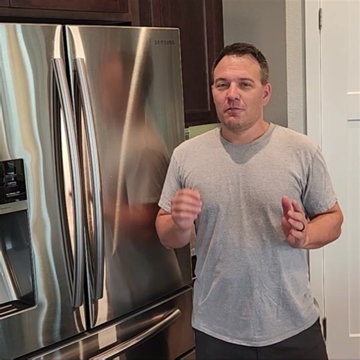 If you haven't cleaned your refrigerator condenser coil in a while. It's probably gross. Do it. #howidothingsdiy #homemaintenance #samsungrefrigerator #condensercoils