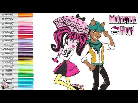 Monster High Coloring Book Pages Draculaura Clawd Wolf and Frankie Stein