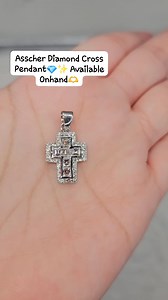 AVAILABLE ONHAND🫶 RELIGIOUS DIAMOND PENDANT💎✨️ 14k wg 1.10ct total diamond Asscher Cut Diamond Center💎 Almost 1inch size cross pendant (Pendant only, Pwede po magpagawa chain add lang po😊) | Diamond Drakes Jewel