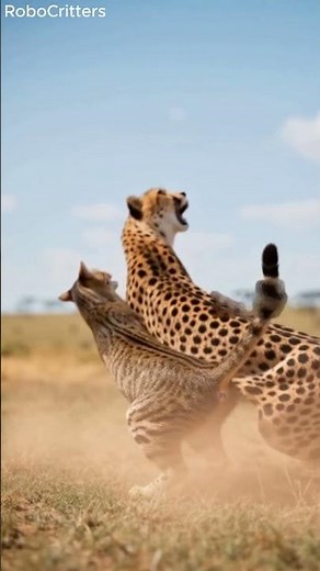 Brave Mother Cat Defends Her Kittens from a Cheetah 🐾