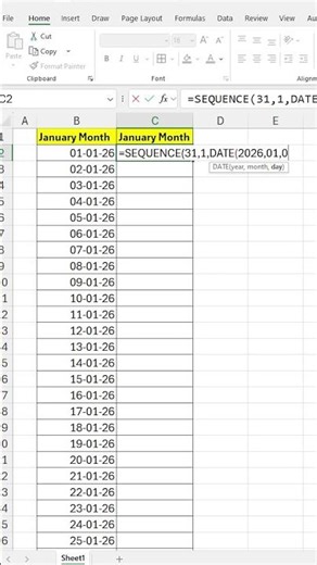 “Excel ka Calendar Hack 🤯 | 1 Formula = Full Month Dates”
