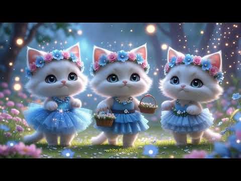 A magical short animation of three adorable singing kittens in a dreamy flower garden!