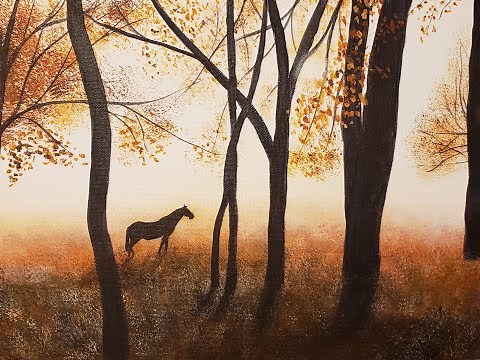 EASY Horse Silhouette Step-By-Step Acrylic Painting Tutorial