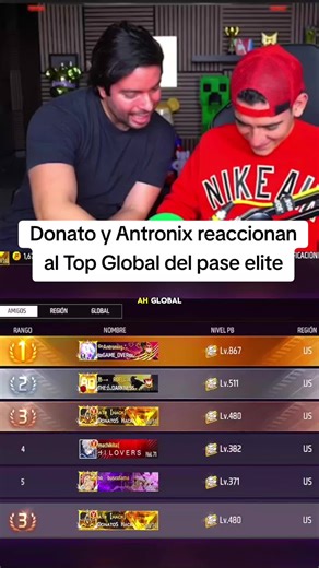 Donato y Antronix: Reacción Top Global Free Fire