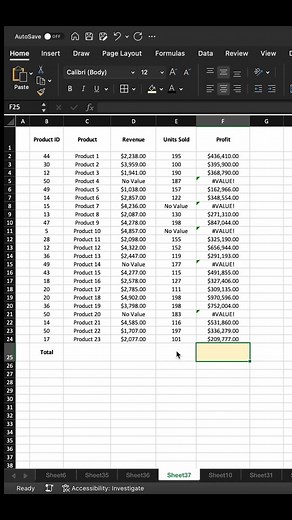 Use AGGREGATE to sum values when your range has errors or hidden rows! #excel #exceltips #exceltricks #excel_learning