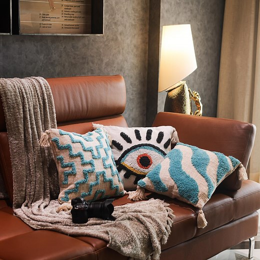 Evil Eye Pillow Cover: Black & White Hand Tufted Boho Cushion (16x16 Inches) - Etsy Australia